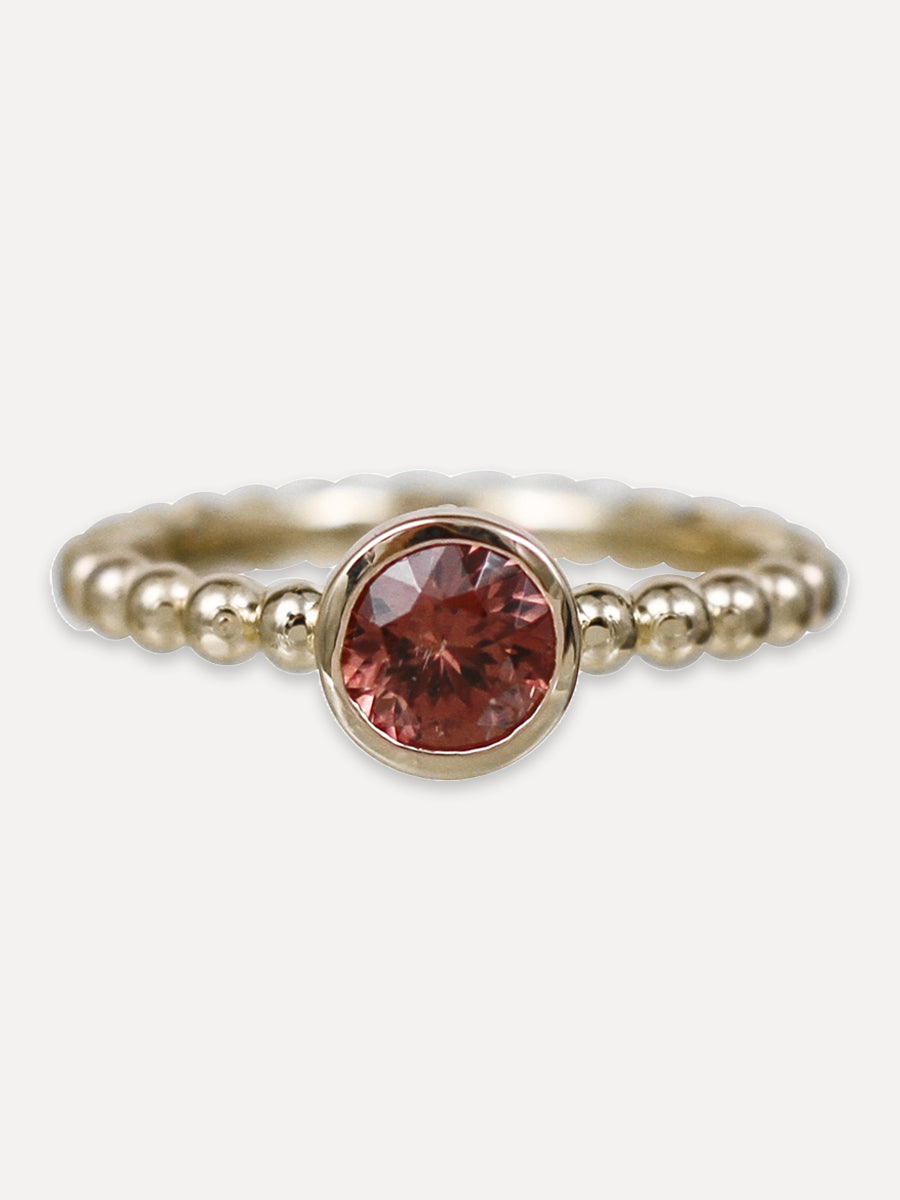 14K Beaded Stacking Band - Zircon