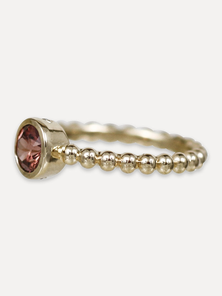 14K Round Beaded Stacking Band