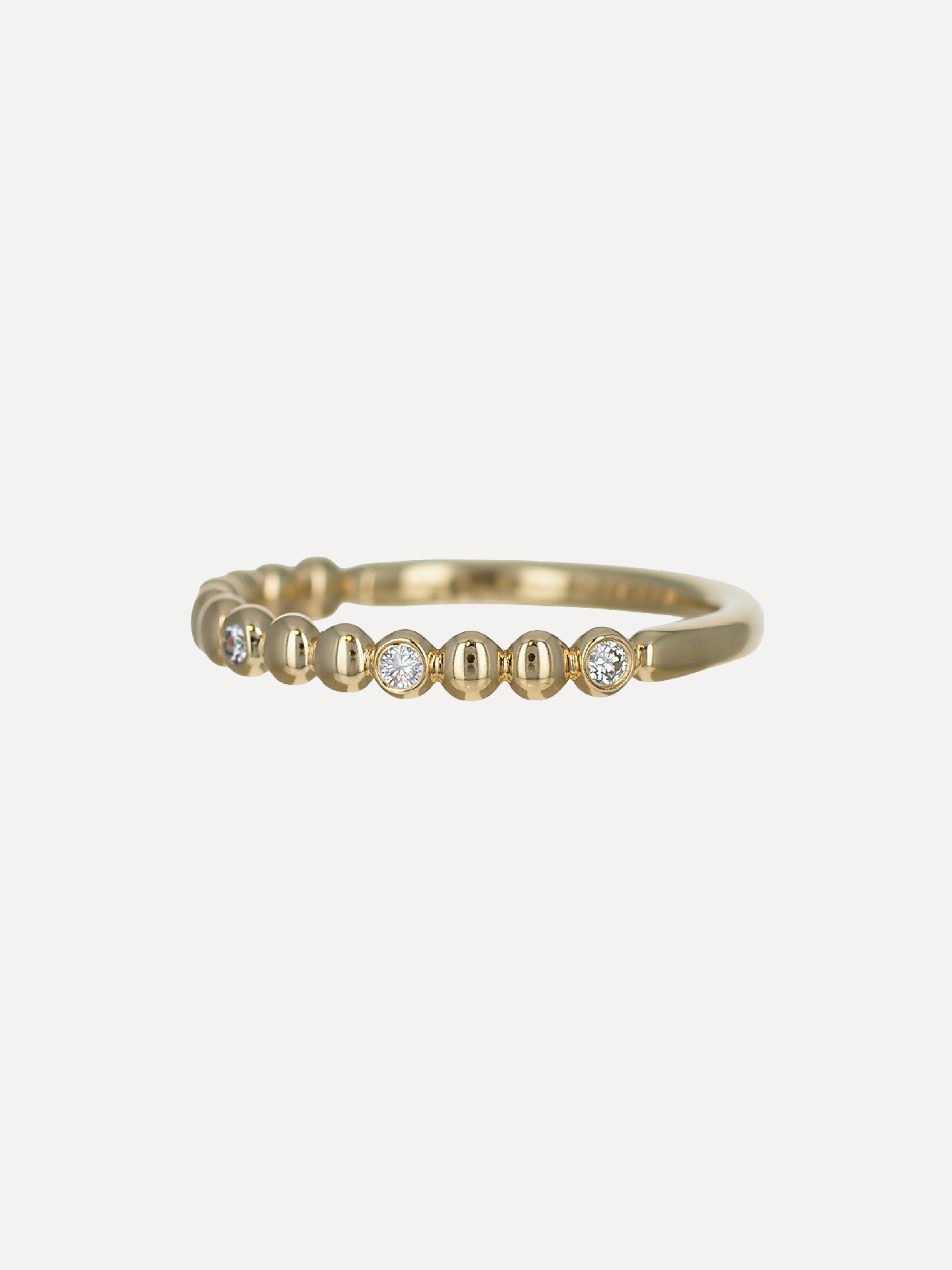 14K Alternating Bead & Diamond Band