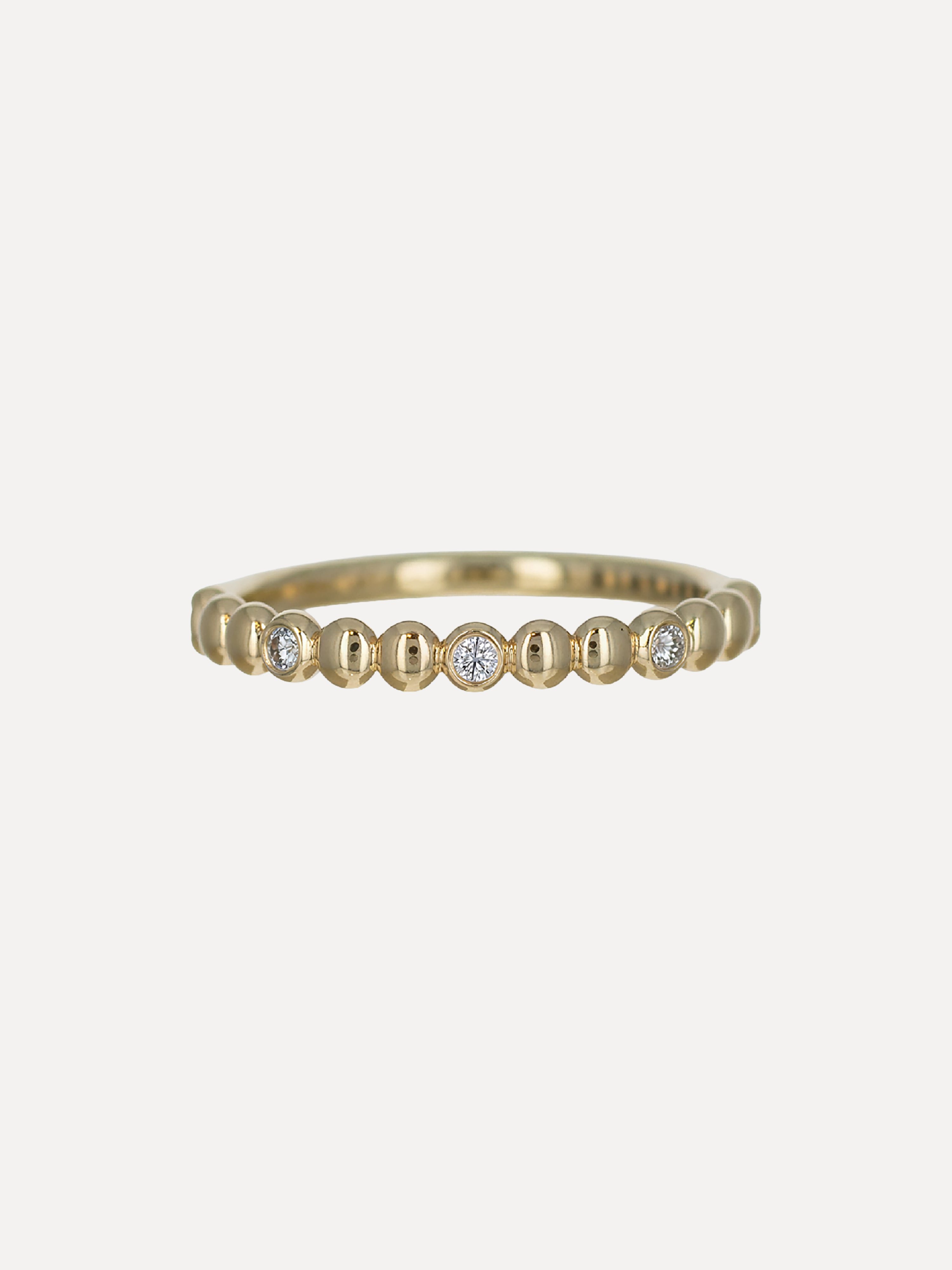 14K Alternating Bead & Diamond Band