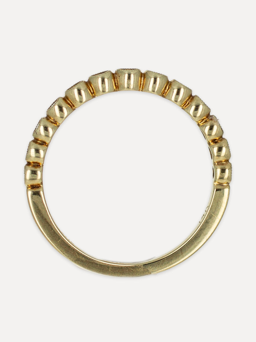 14K Milgrain Bezel Halfway-Set Diamond Stackable Ring