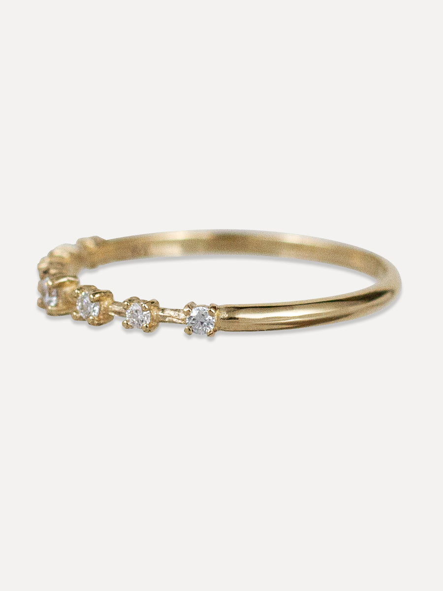 14K Seven Diamond Station Ring