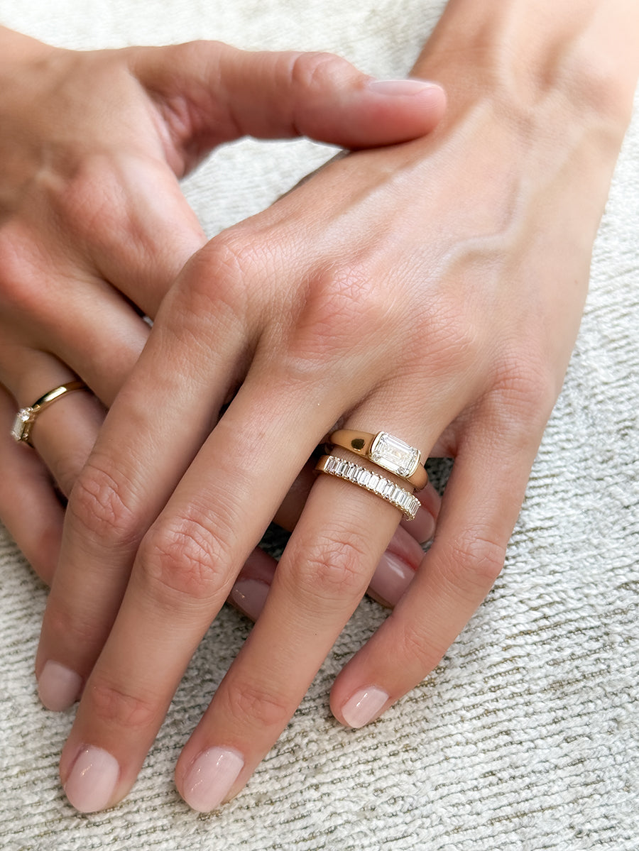 14K East-West Half Bezel Diamond Engagement Ring