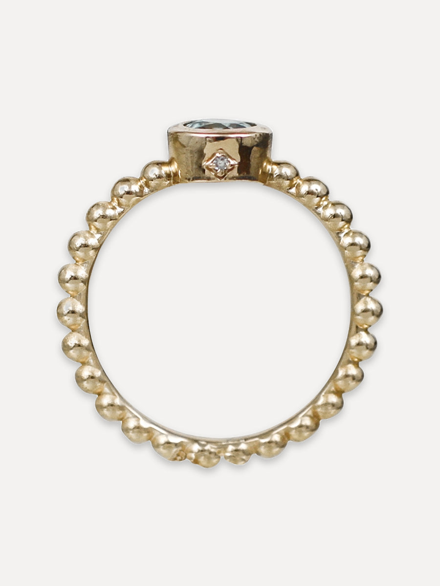 14K Beaded Stacking Band - Zircon