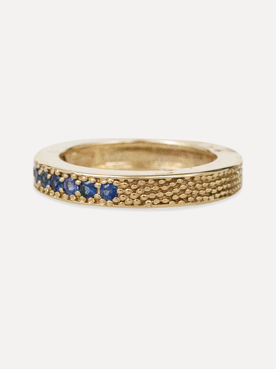 14K Puzzle Piece Beaded Band