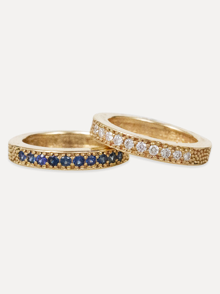 14K Puzzle Piece Beaded Band