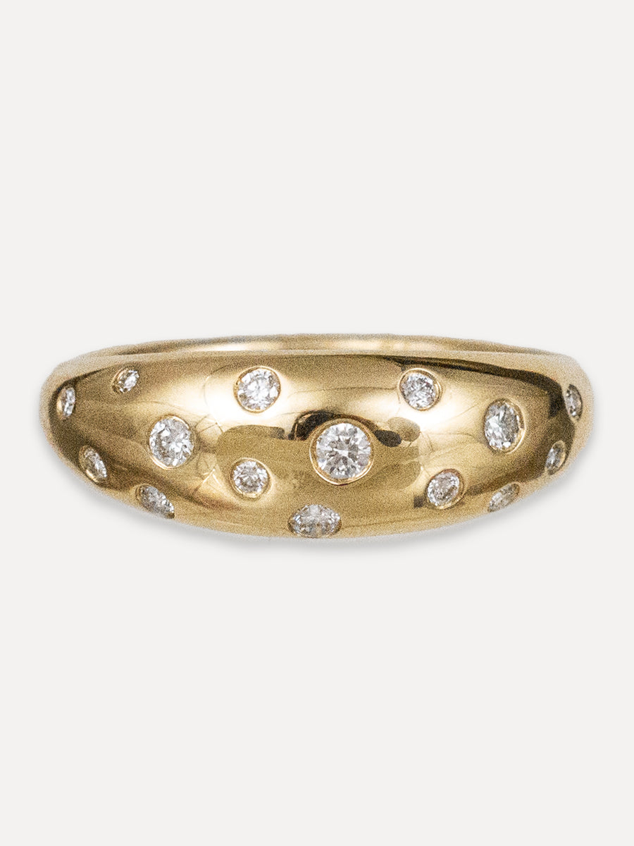 14K Diamond Tapered Dome Ring