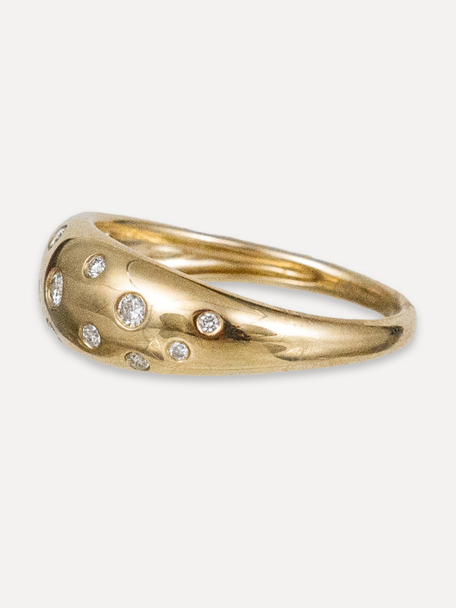 14K Diamond Tapered Dome Ring