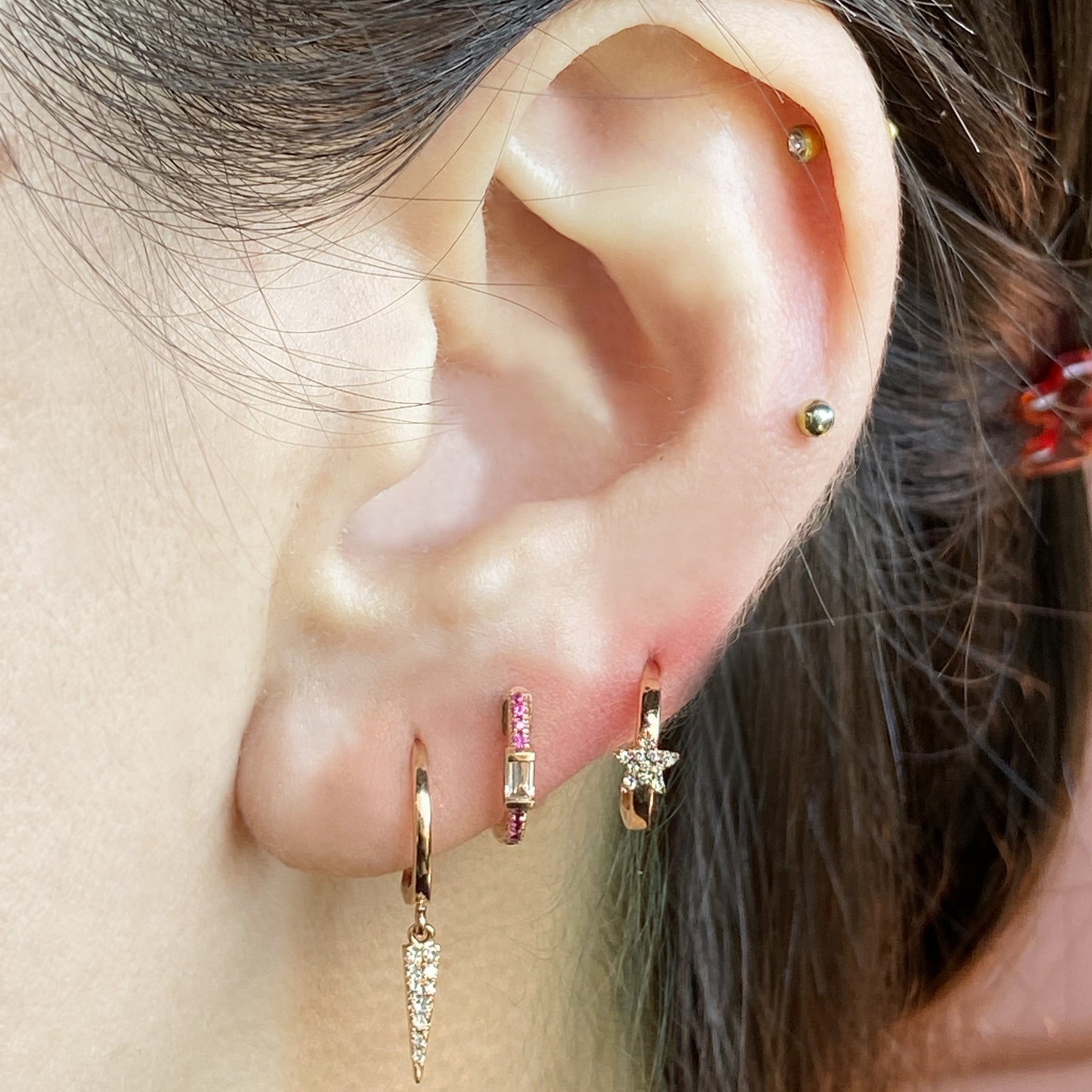 14K Diamond Drop Huggies