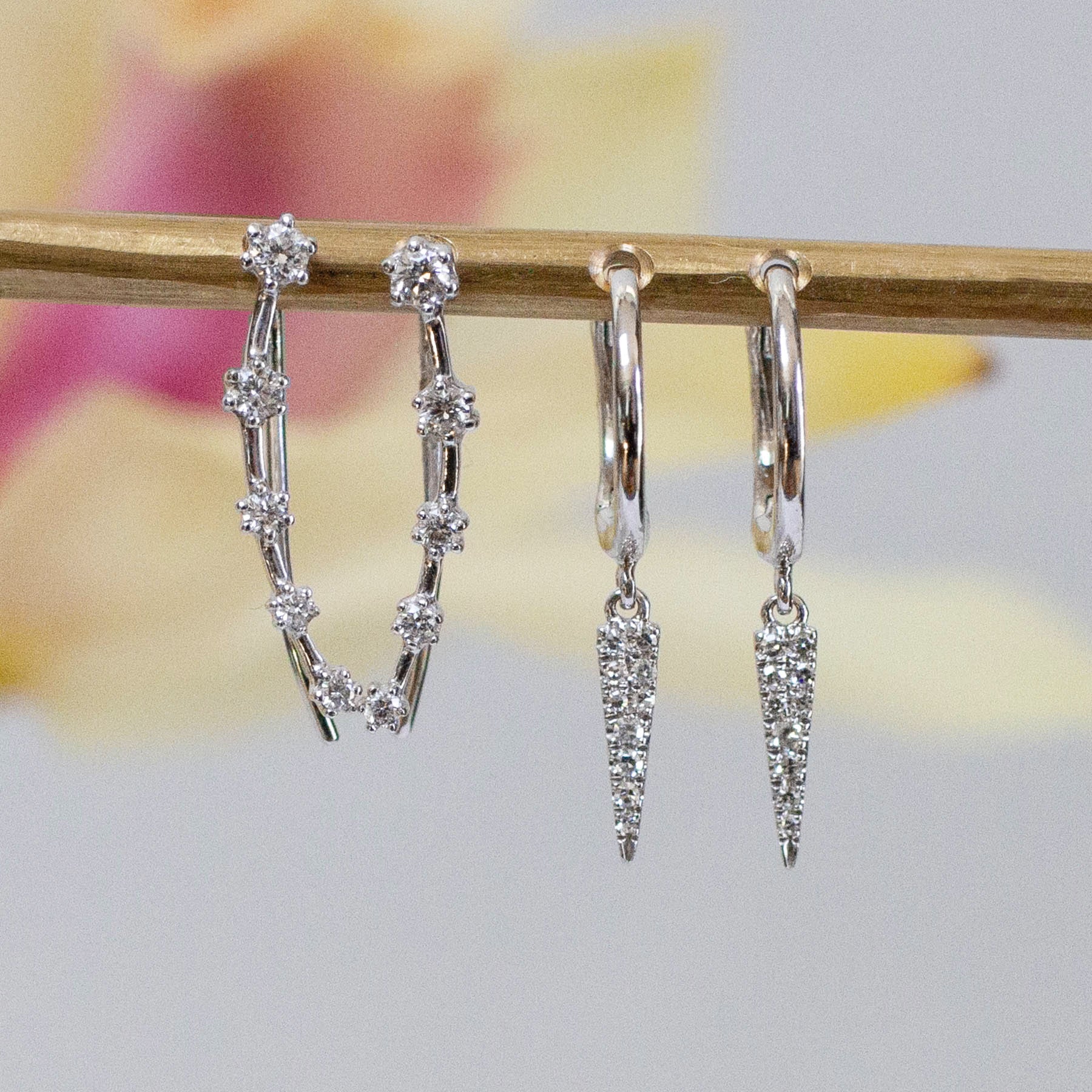 14K Diamond Drop Huggies